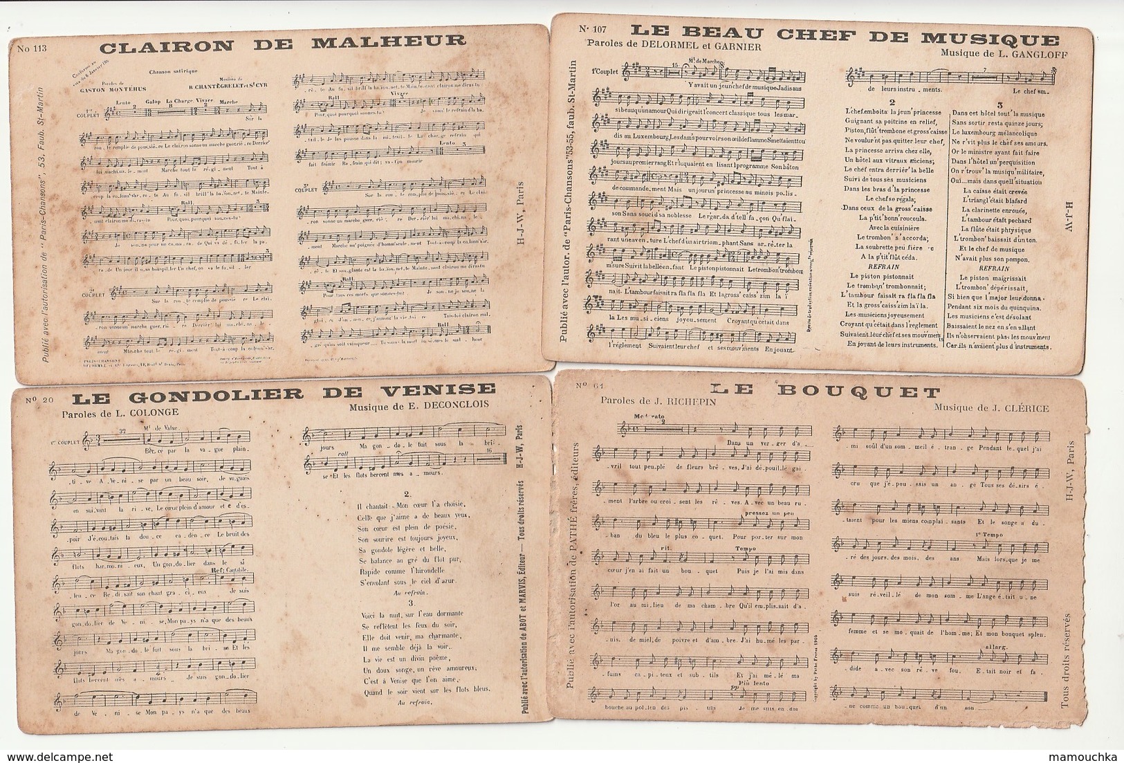 Lot 47 cartes Partition Musique et paroles