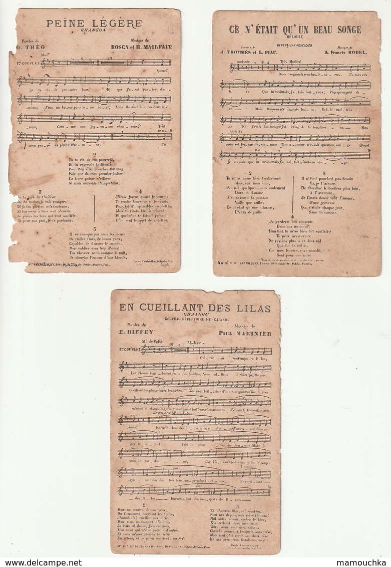 Lot 47 cartes Partition Musique et paroles