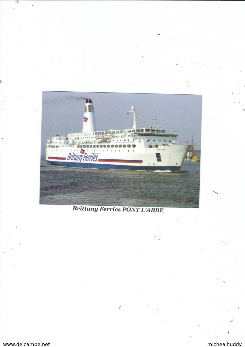 FERRY POSTCARD   BRITTANY FERRIES PONT L'ABBE - Ferries