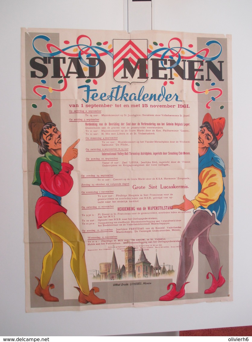 VP AFFICHE 83cm X 110cm (V1912) STAD MENEN ( 3 Vues) FEESTKALENDER 1 Sept Tot Met 15 September 1961 - Posters