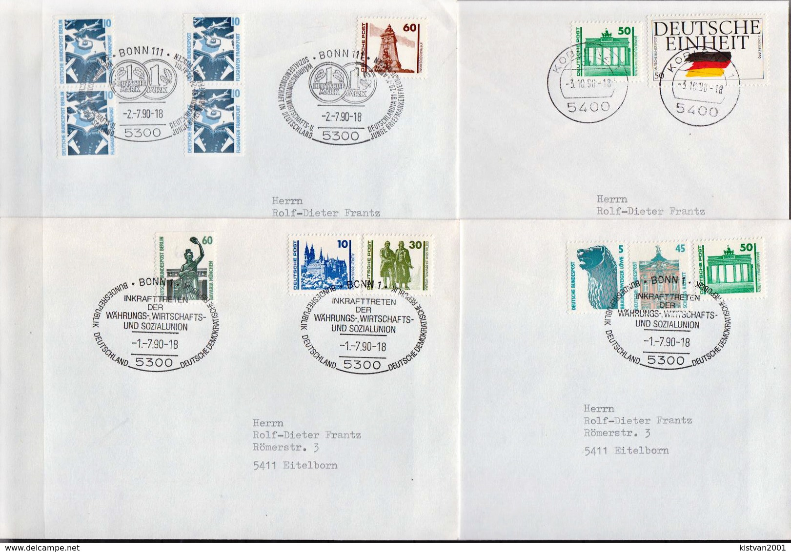 Postal History: Germany 4 Covers With Mixed Berlin And DDR Stamps - Covers & Documents