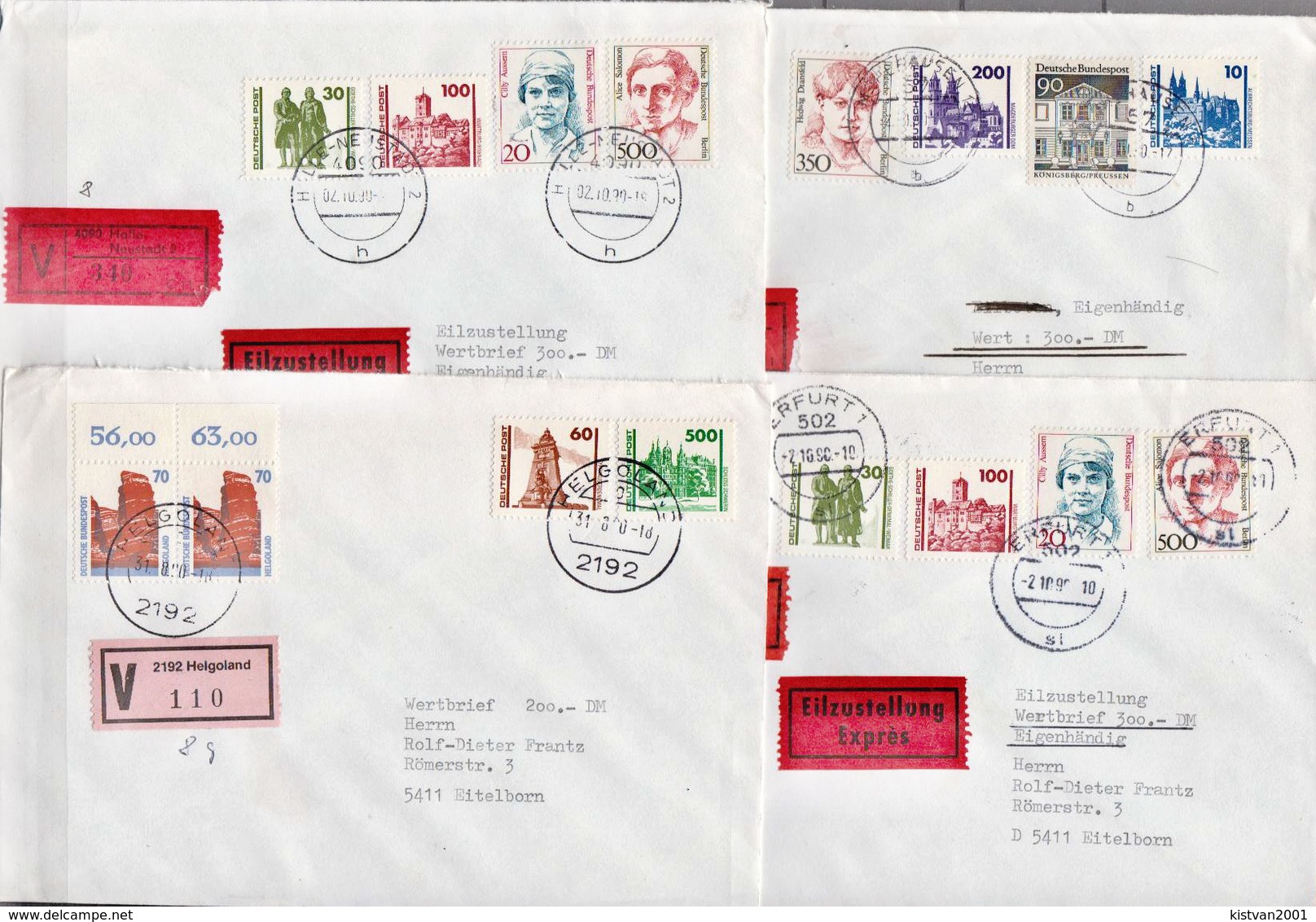 Postal History: Germany 4 V Covers With Mixed Germany, Berlin And DDR Stamps - Covers & Documents