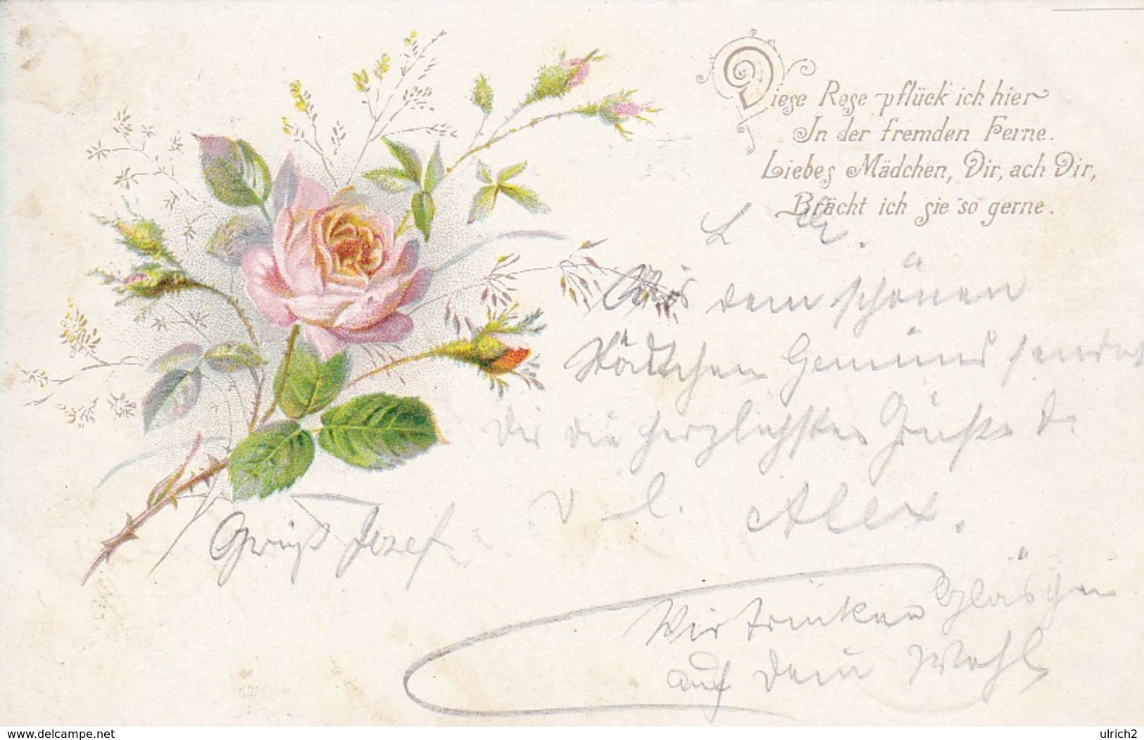 AK Rose Mit Gedicht - 1909 (41884) - Blumen
