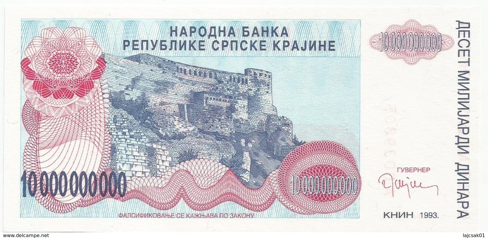 Croatia Knin Krajina 10.000.000.000 Dinara 1993.  UNC P-R28 - Croatie