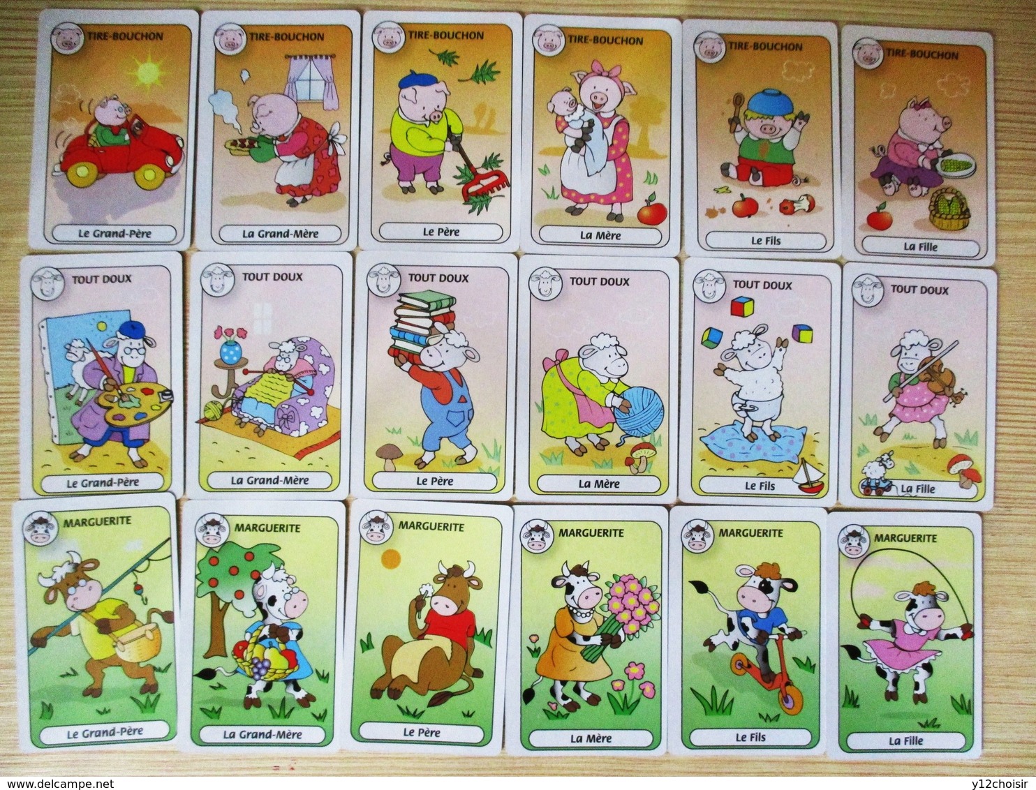 JEU DE CARTES DES SEPT 7 FAMILLES ANIMAUX DE LA FERME COCHON MOUTON VACHE LAPIN POULE OIE CANARD PHONOGRAPHE - Carte Da Gioco