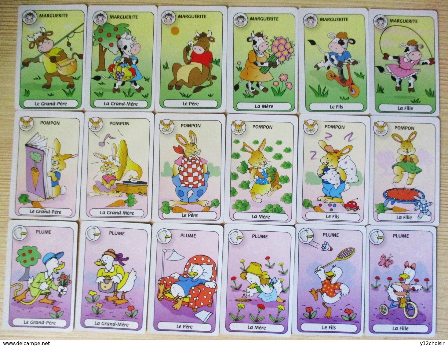 JEU DE CARTES DES SEPT 7 FAMILLES ANIMAUX DE LA FERME COCHON MOUTON VACHE LAPIN POULE OIE CANARD PHONOGRAPHE - Carte Da Gioco