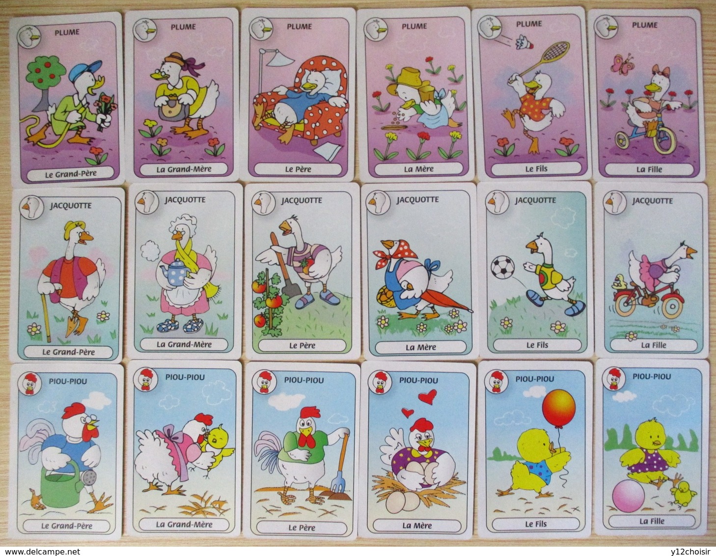 JEU DE CARTES DES SEPT 7 FAMILLES ANIMAUX DE LA FERME COCHON MOUTON VACHE LAPIN POULE OIE CANARD PHONOGRAPHE