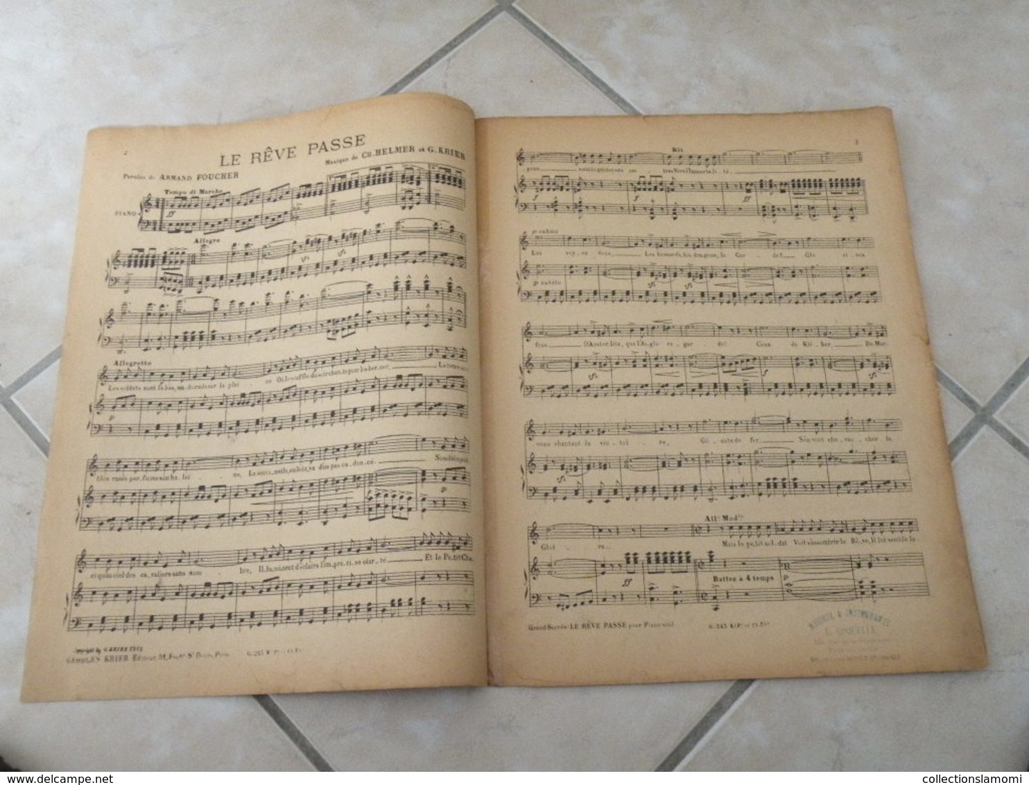 Le Rêve Passe -(Musique Ch. Helmer & G. Krier (Paroles Armand Foucher)- Partition (Piano)1918 - Klavierinstrumenten