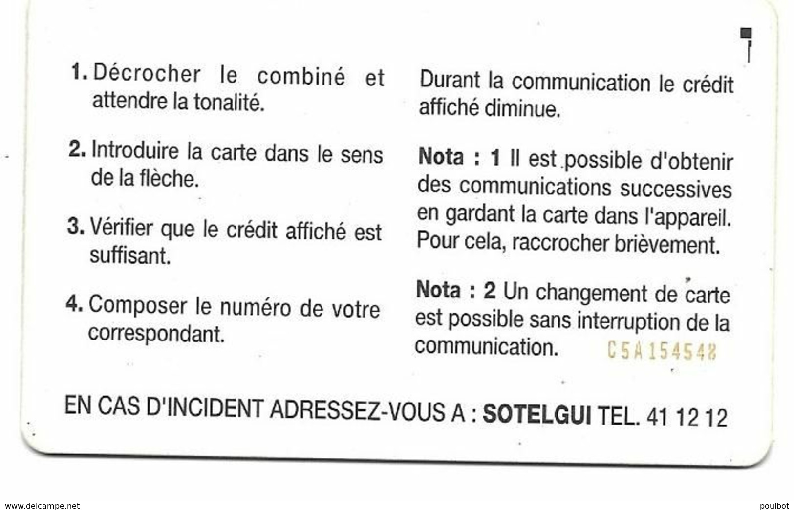 Télecarte Sotelgui Guinée 100 Unités Vert - Guinée