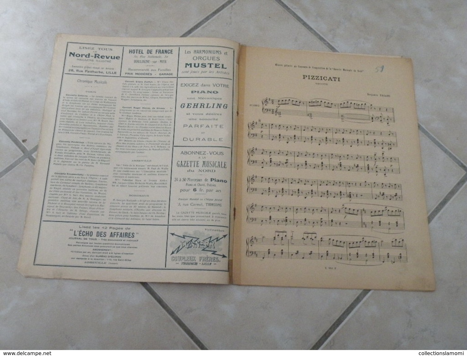 La Gazette Musical Du Nord -(Pizzicati, Pour Un Baiser & Sur Le Rhône) - Partition (Piano) Juillet 1923 - Strumenti A Tastiera