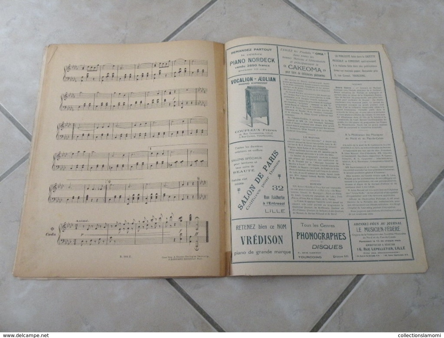 La gazette musical du Nord -(Pizzicati, Pour un baiser & Sur le Rhône) - Partition (Piano) Juillet 1923