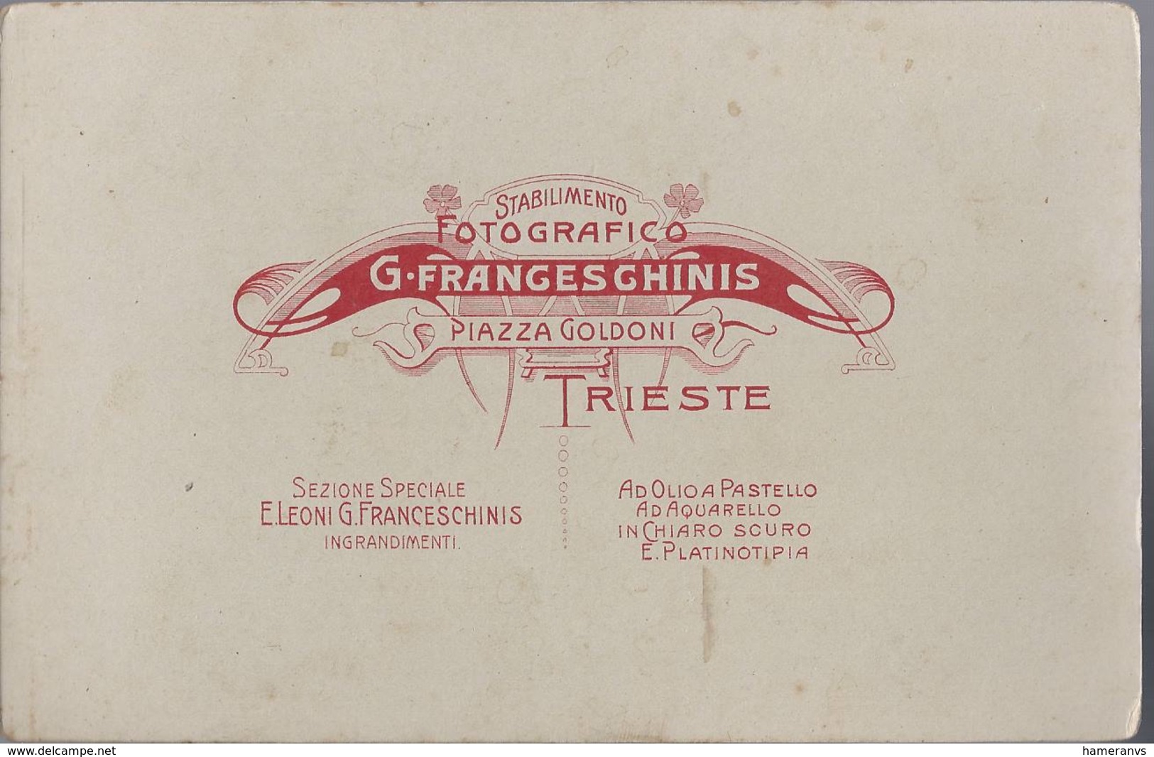 Foto Di Uomo - Fotografo G. Franceschinis - Trieste - Antiche (ante 1900)