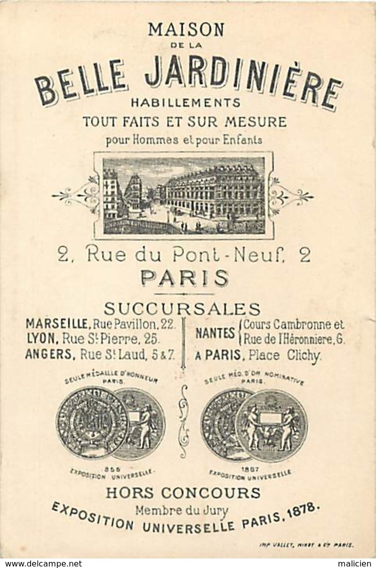 - Chromos- Ref-chA284- Maison De La Belle Jardinière /la Bonne Jalouse Du Tablier -fond Doré - Lith. Vallet-minot & Cie- - Autres & Non Classés