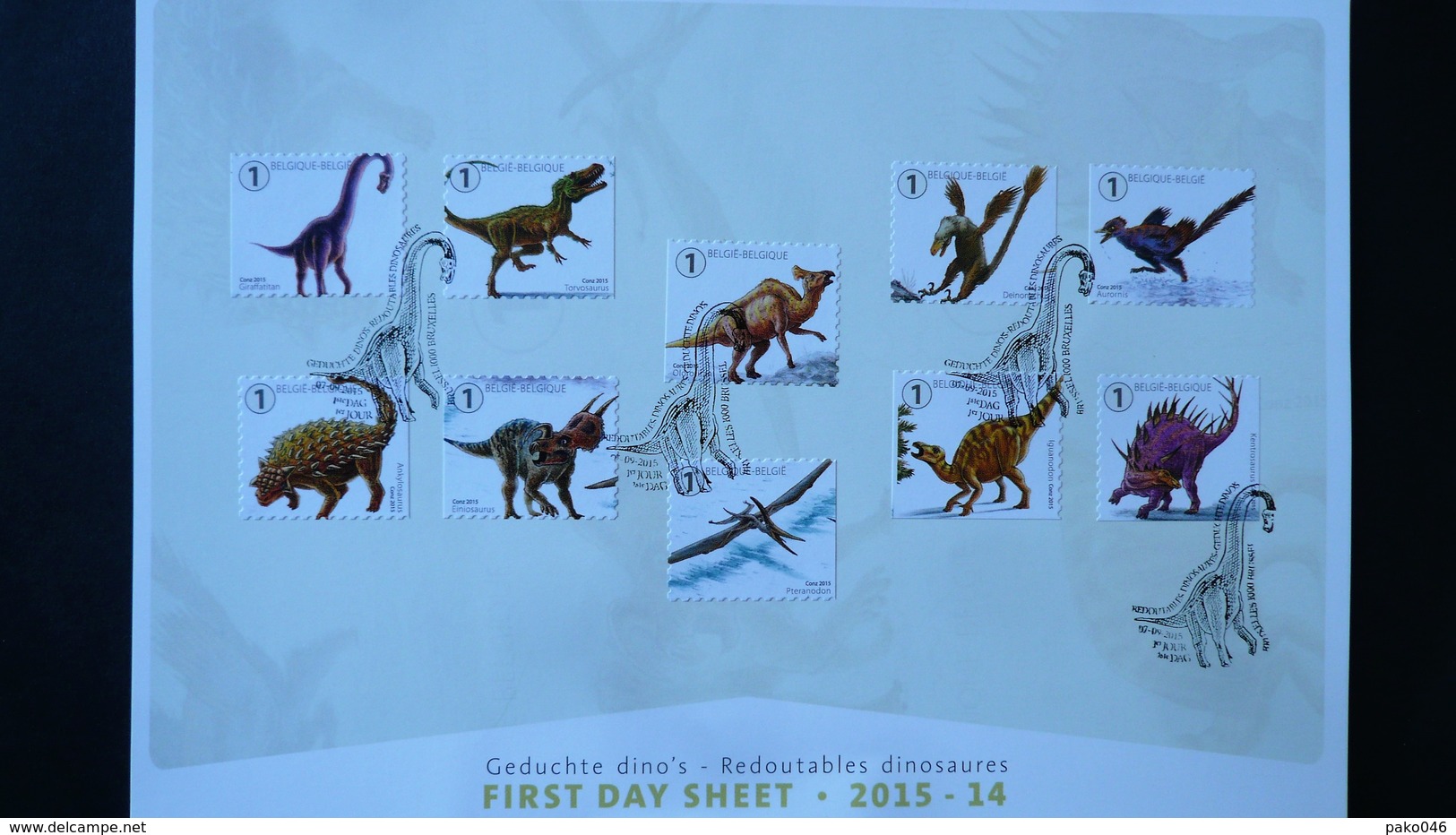 FDS - 2015 - COB 4549/4558 Les Redoutables Dinosaures – First Day Sheet - 2011-2014