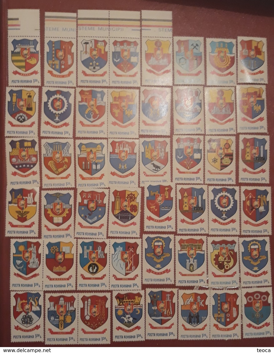 Emblems, Coat Of Arms, Romania LOT With 48 Stamps Coat Of Arms, Emblems, - Collections (with Albums)