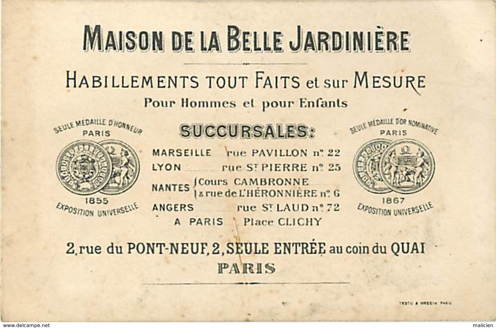 - Chromos-ref-chA276- Maison De La Belle Jardinière / Des Gants Pour Le Soirée...-  Fond Doré - Lith. Testu Et Massin - - Autres & Non Classés