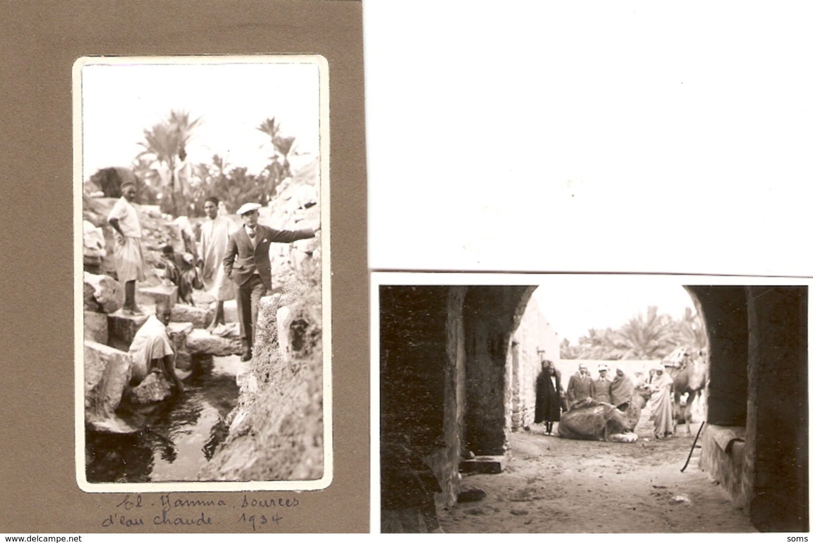 Lot De 2 Photographies De Tunisie, Oasis D'El Hamma (Gabès), Rue, Source D'eau Chaude, Photos De 1934 - Africa