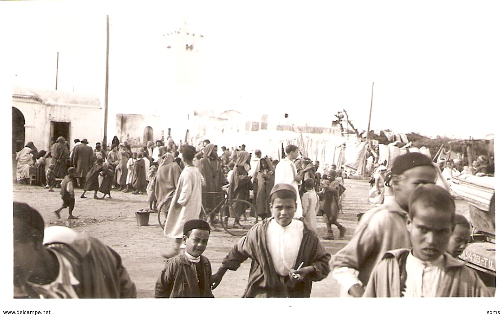 Photographie De Tunisie, Grombalia, Place Du Marché Très Animée, Mosquée, Photo De 1934 - Africa