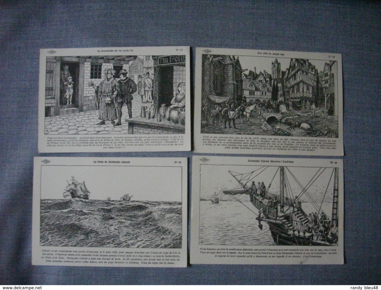 Lot De 4 Cartes Illustrées Signé CARLIER  -  Histoire De FRANCE  -  Numéros  37  -  38  -  39  -  40 - Histoire
