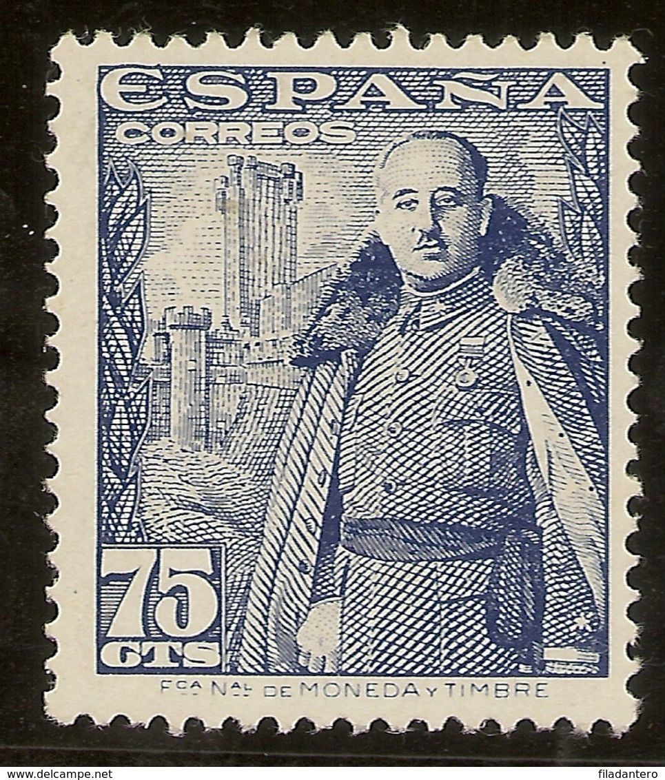 España Edifil 1031** Mnh  75 Céntimos Azul   Castillo La Mota  1948/54  NL916 - Nuevos