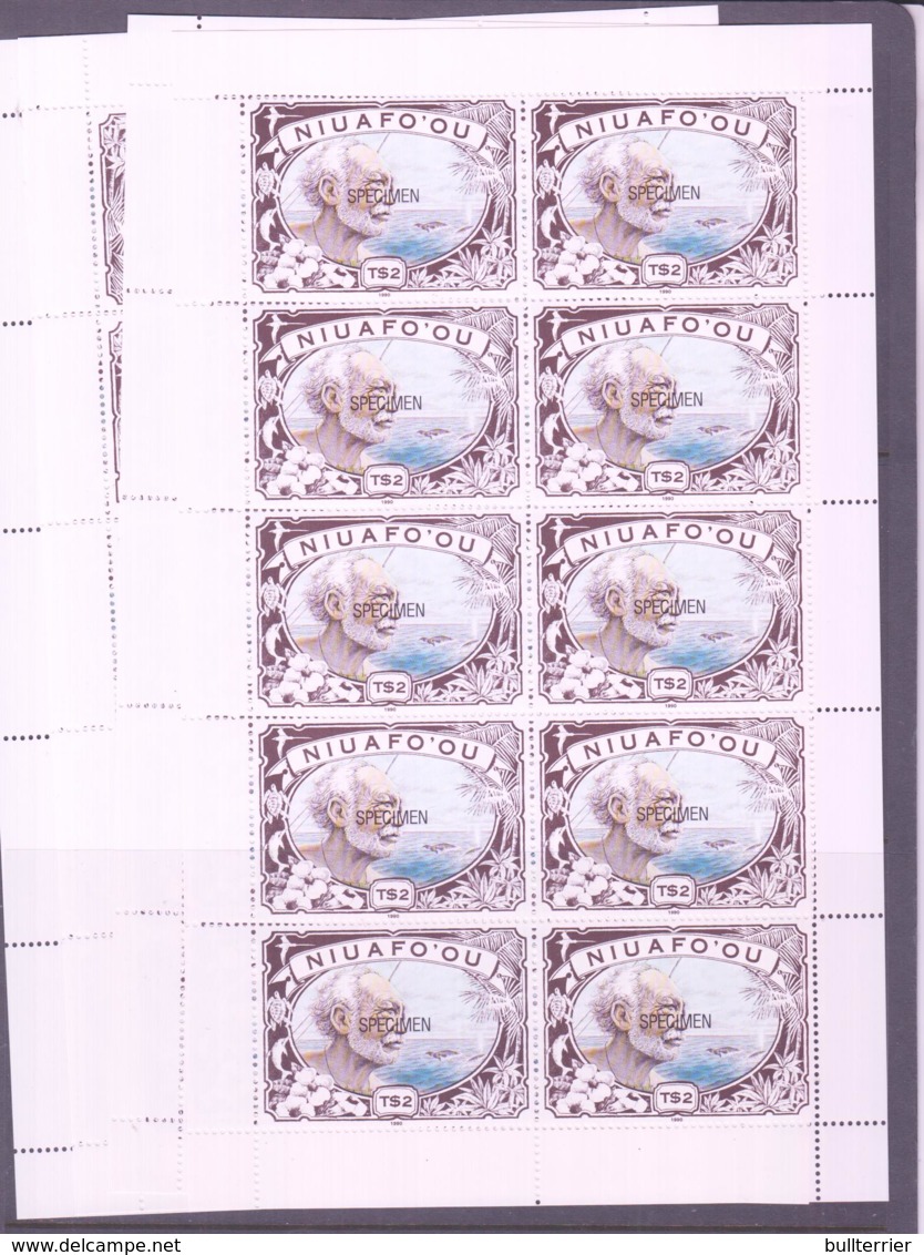 TONGA / NIUFOOU- 1990- WHALING  SET OF 4 IN SHEETLETS OF 10 WITH SPECIMEN OVERPRINTS MNH , SG £160+ - Tonga (1970-...)