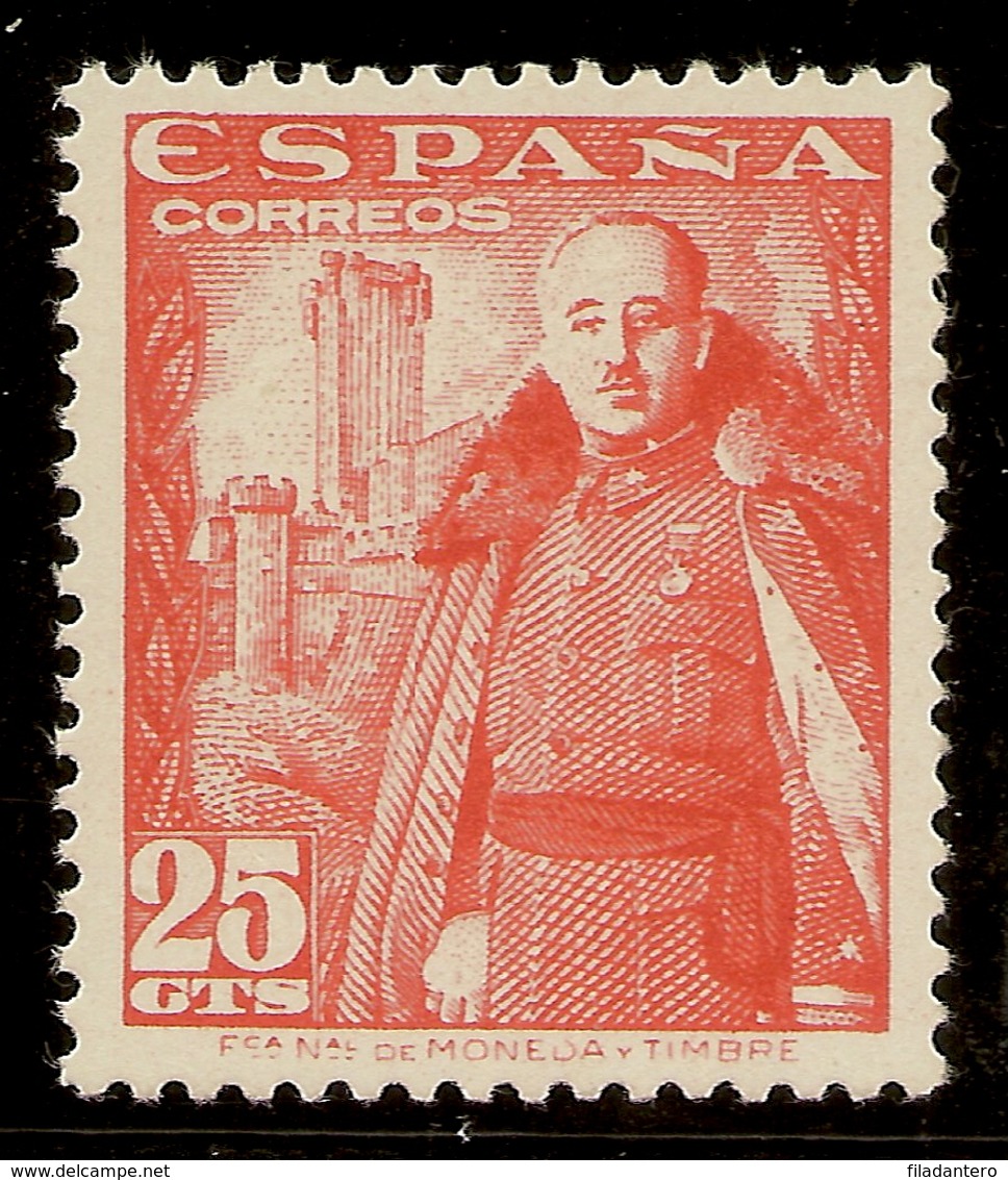 España Edifil 1024** Mnh  25 Céntimos Rojo   Castillo La Mota    1948/54  NL1453 - Nuevos