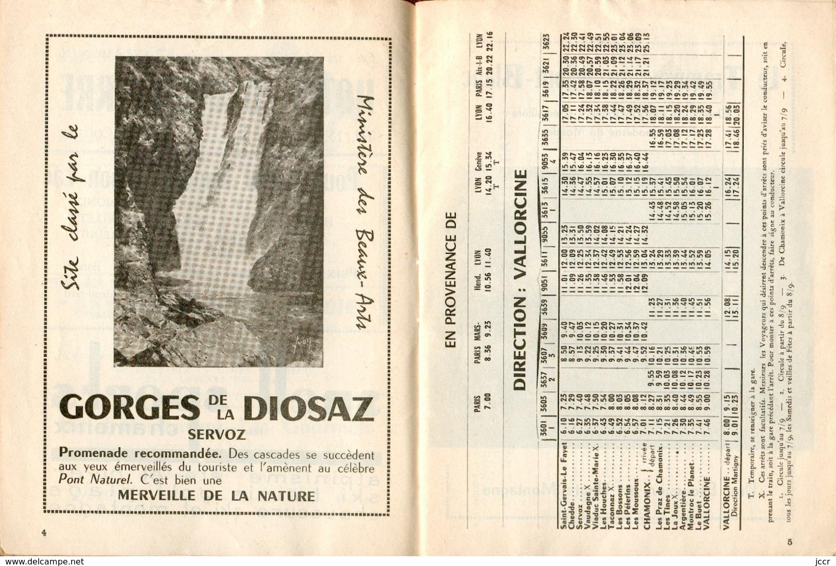 Ligne Electrique De Saint-Gervais-Les-Bains-Le Fayet à Chamonix Et à Vallorcine/Horaire 1958/Excursions Chemin De Fer - Chemin De Fer & Tramway