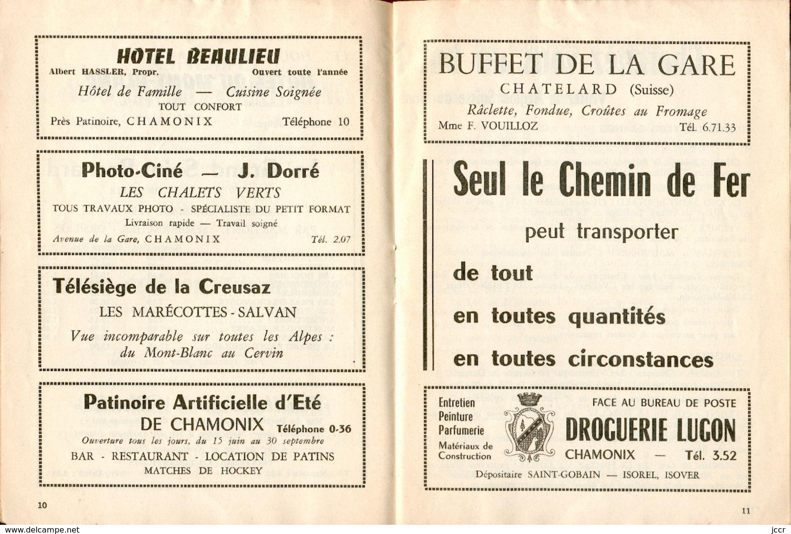 Ligne Electrique de Saint-Gervais-Les-Bains-Le Fayet à Chamonix et à Vallorcine/Horaire 1958/Excursions Chemin de Fer