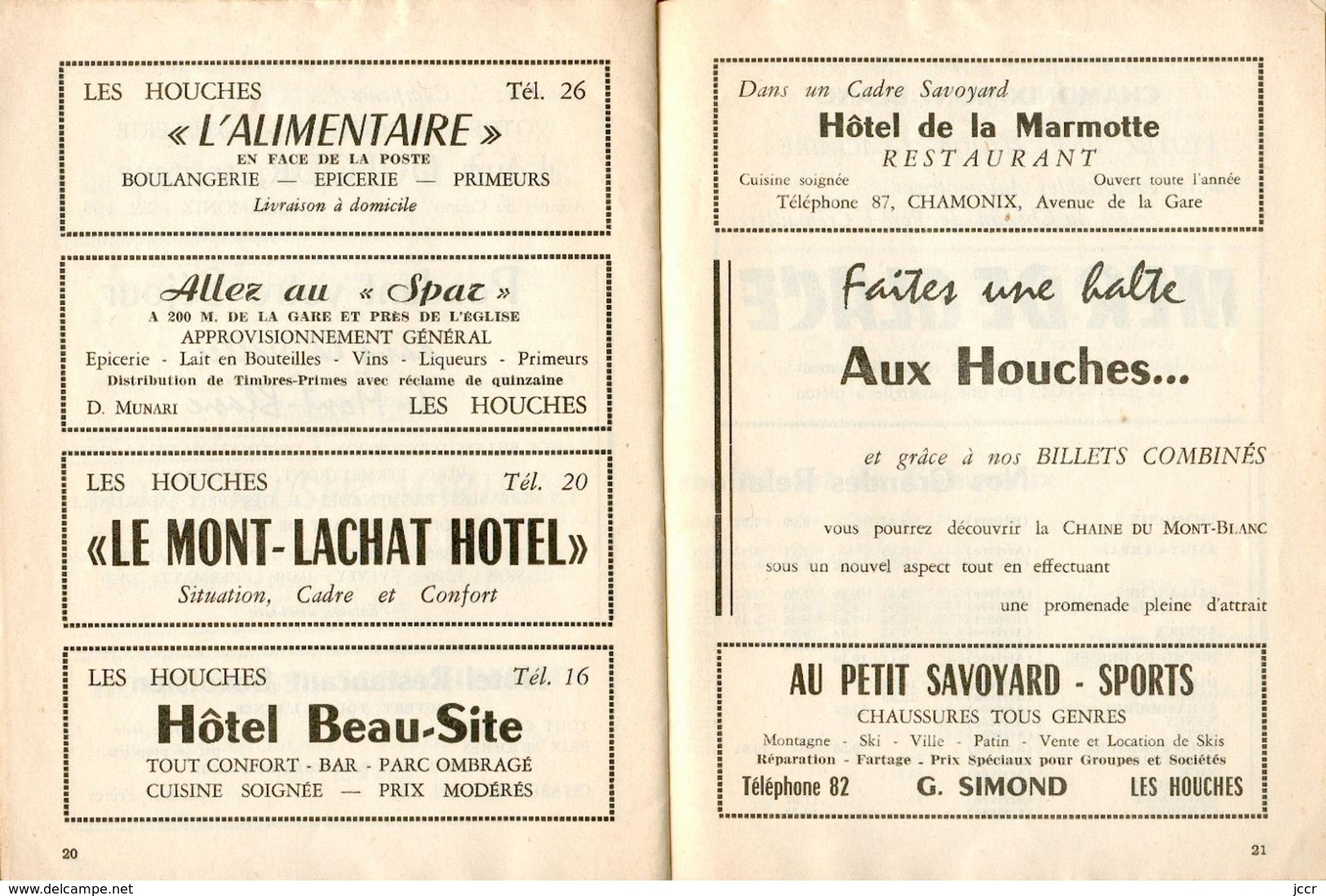 Ligne Electrique de Saint-Gervais-Les-Bains-Le Fayet à Chamonix et à Vallorcine/Horaire 1958/Excursions Chemin de Fer