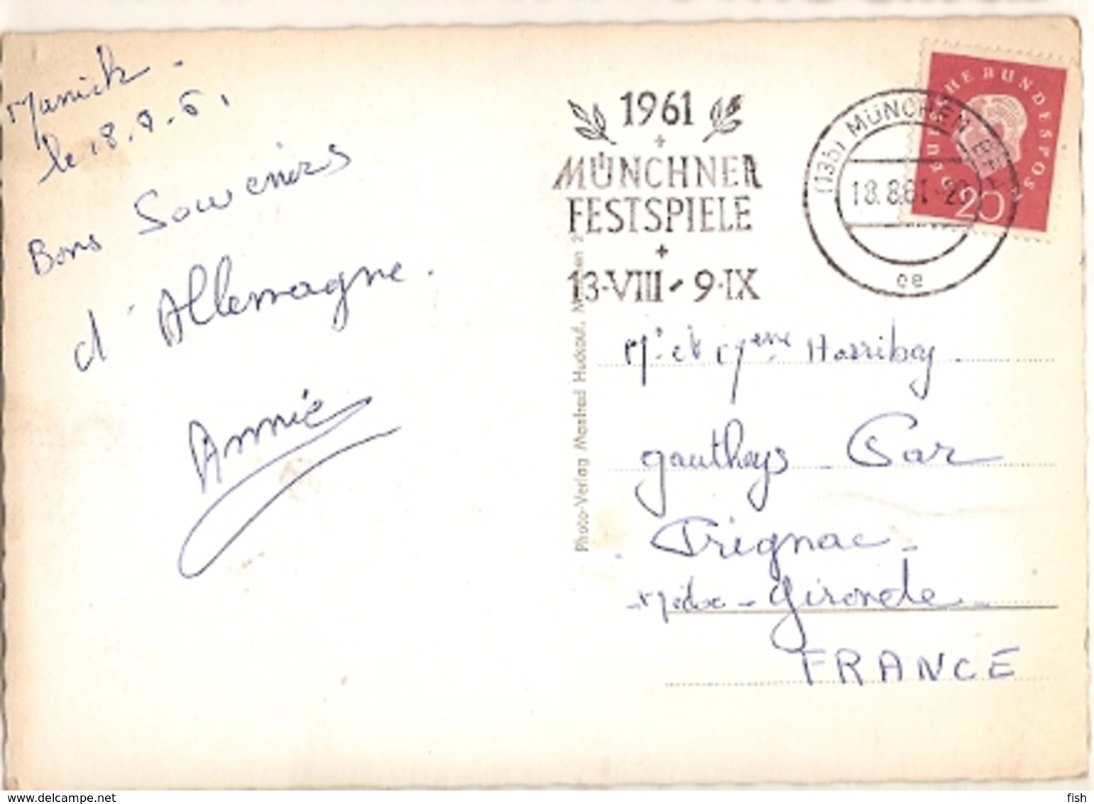 Germany  & Circulated, Munchen  Botanischer Garten, Medoc Gironde, Prignac France 1961 (7976) - Muenchen