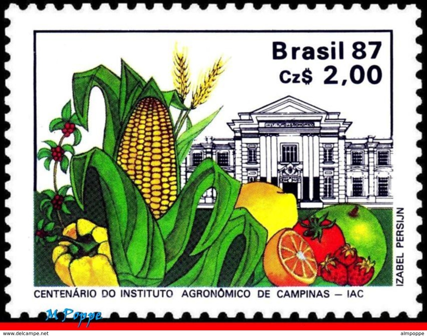 Ref. BR-2106 BRAZIL 1987 AGRICULTURE, AGRICULTURE INSTITUTE OF, CAMPINAS, CENT., IAC, FRUIT, MNH 1V Sc# 2106 - Ongebruikt