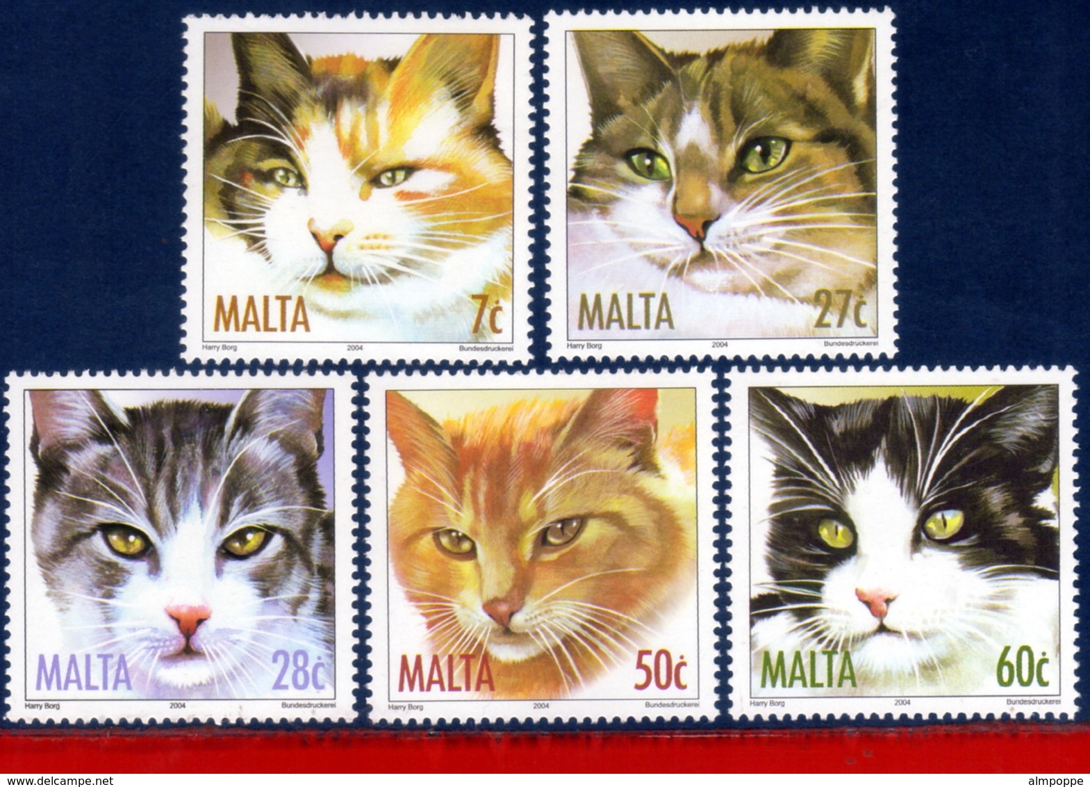 Ref. M1-1153-57 MALTA 2004 ANIMALS, FAUNA, CATS,, MI# 1319-1323, SET MNH 5V Sc# 1153-1157 - Malta