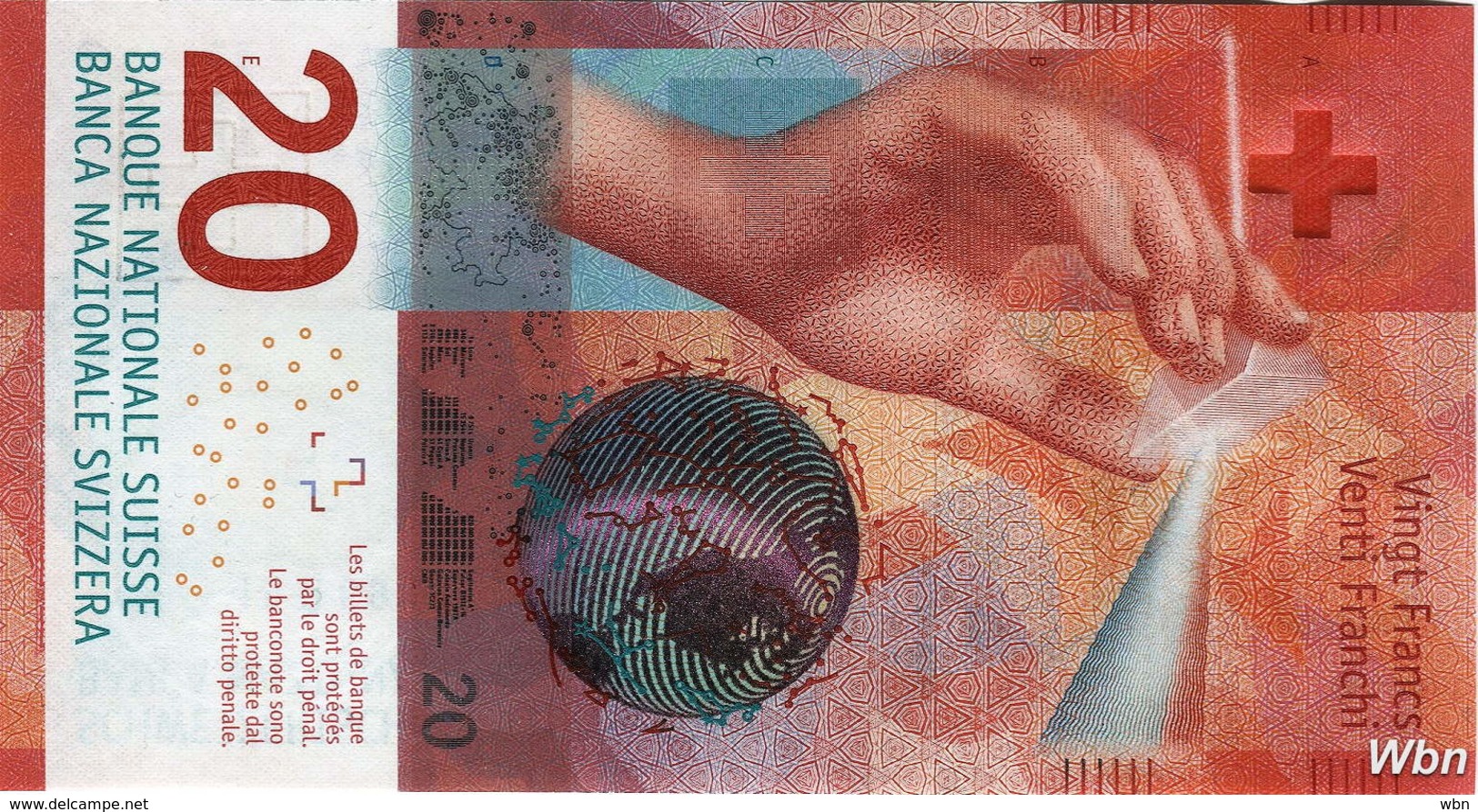 Suisse 20 Francs (P76) 2015c (Pref: R) -UNC- - Suisse