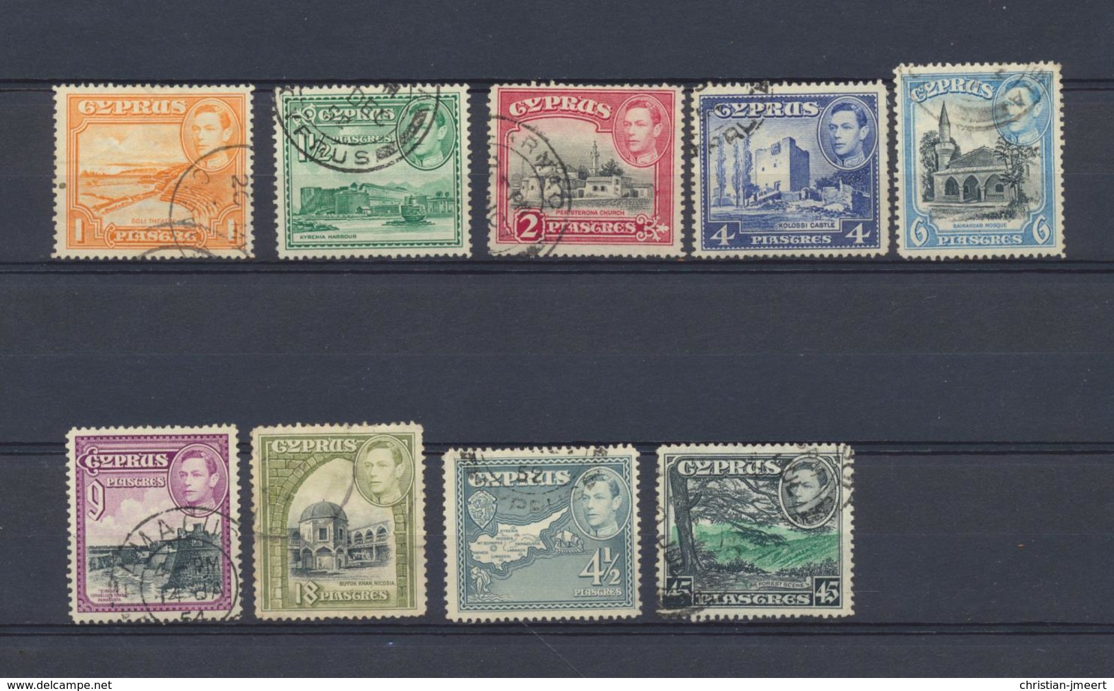 Chypre Petit Lot Obl. De La Série George VI De 1938/51  9 Timbres - Chypre (...-1960)