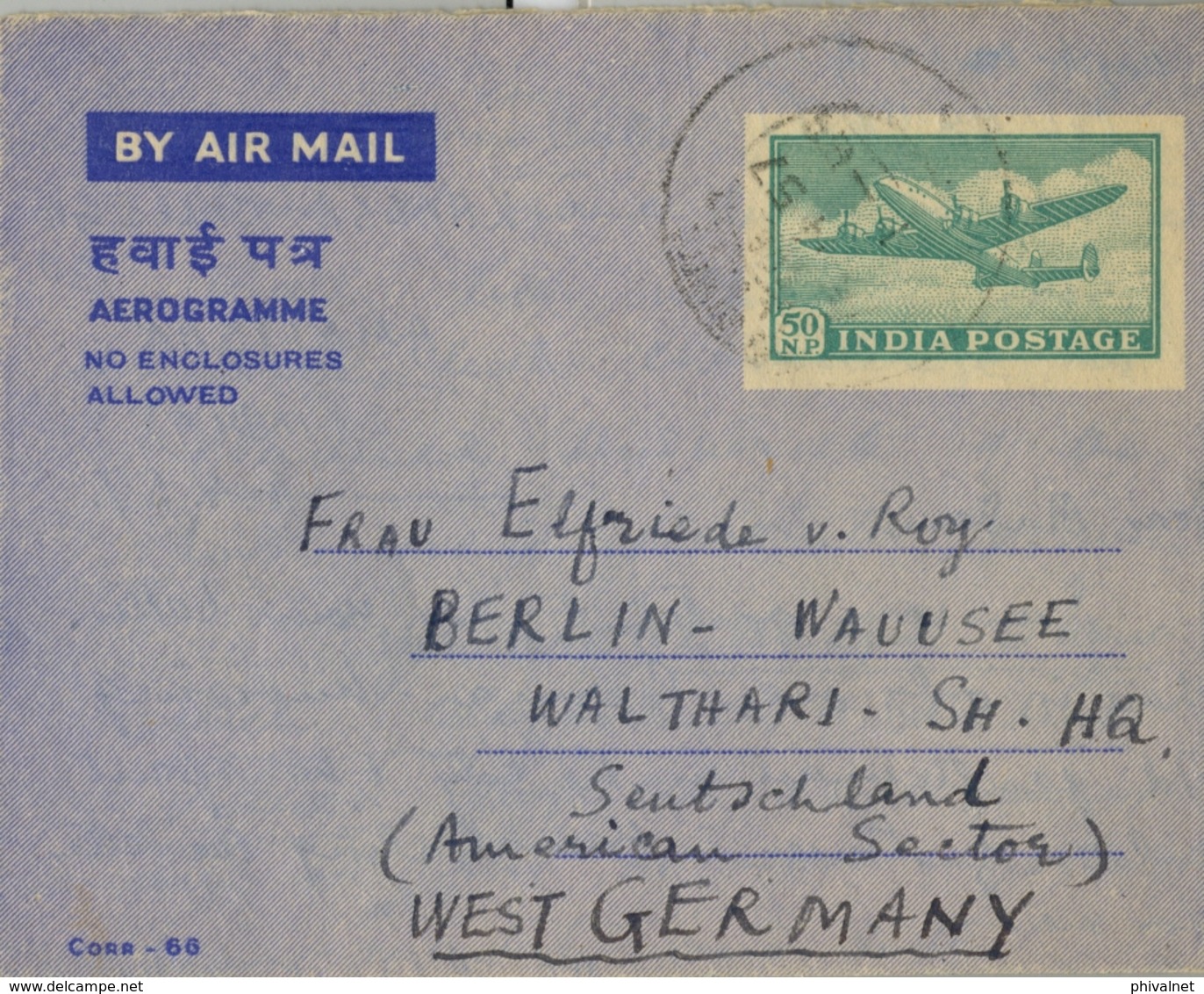 1957 INDIA , AEROGRAMA CIRCULADO , AMRITSAR - BERLÍN - Cartas & Documentos