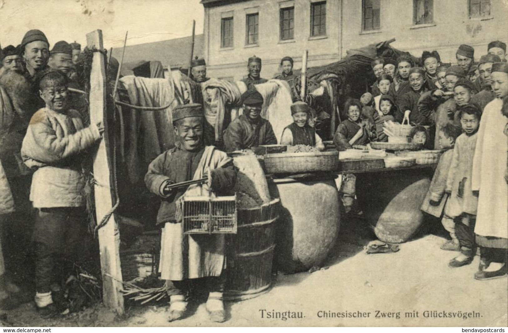 China, TSINGTAU QINGDAO KIAUTSCHOU 膠州, Chinese Dwarf With Luck Birds (1909) - China