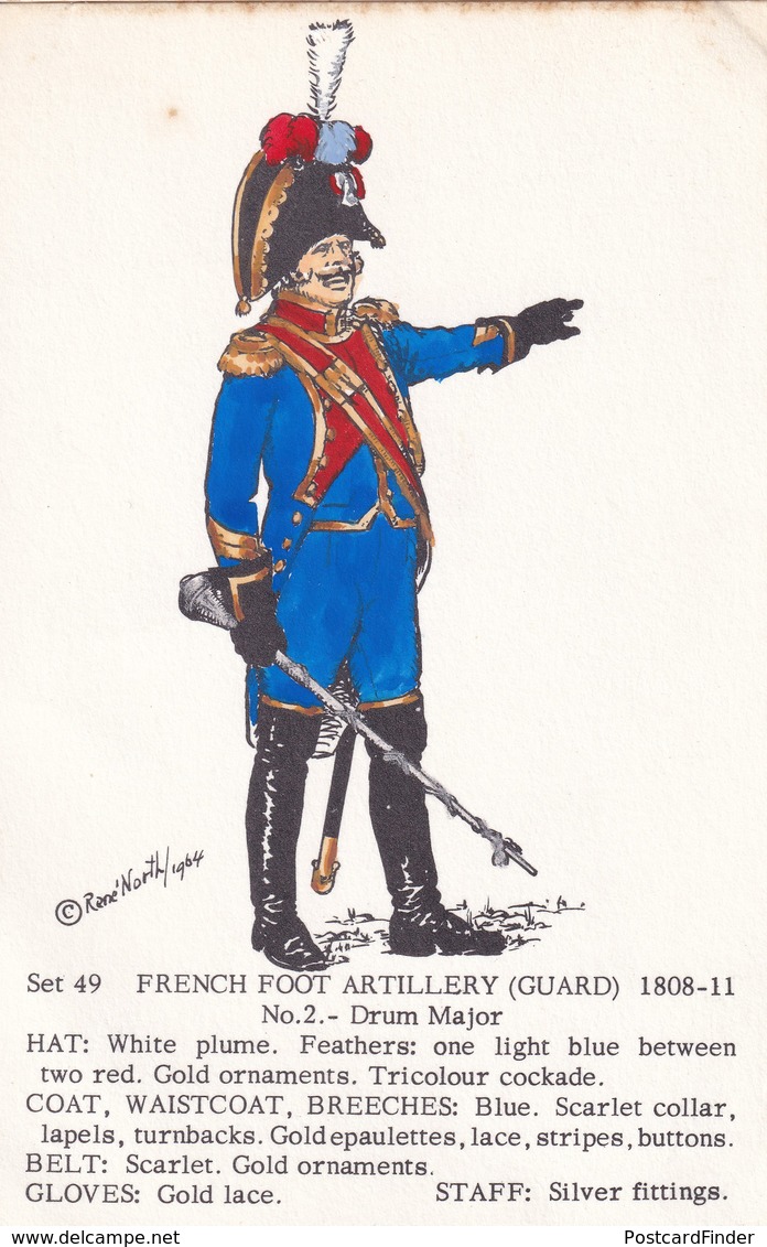 Drum Major French Foot Artillery Guard Napoleonic War Soldier PB Postcard - Uniforms