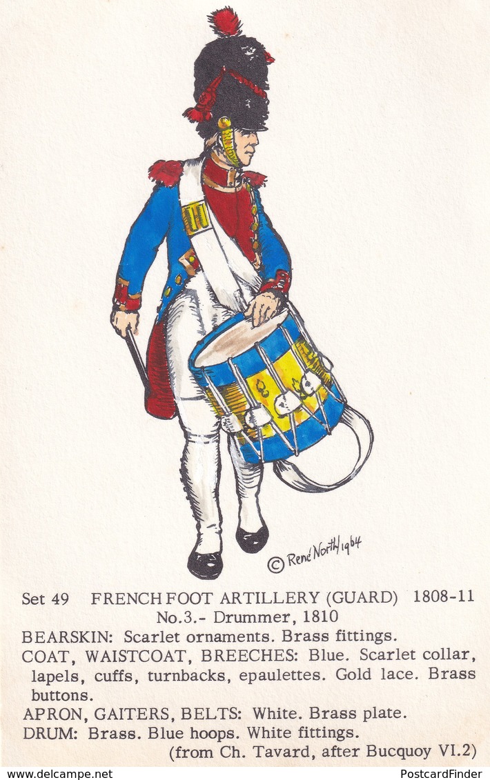 1810 French Foot Artillery Guard Drummer Napoleonic War Uniform PB Postcard - Uniforms