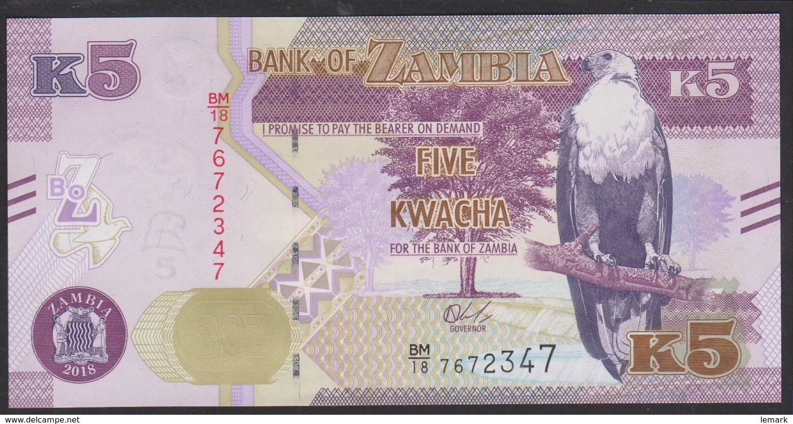 Zambia 5 Kwacha 2018 P57b UNC - Zambia