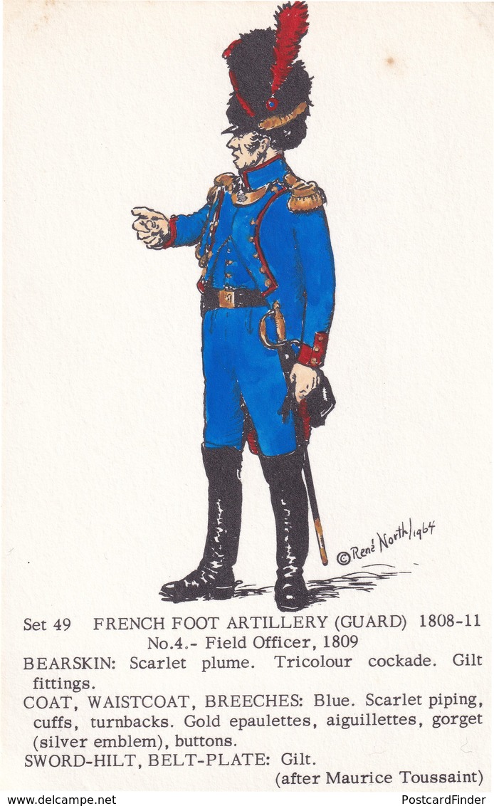 1810 French Foot Artillery Guard Field Officer Napoleonic War Uniform PB Postcard - Uniforms