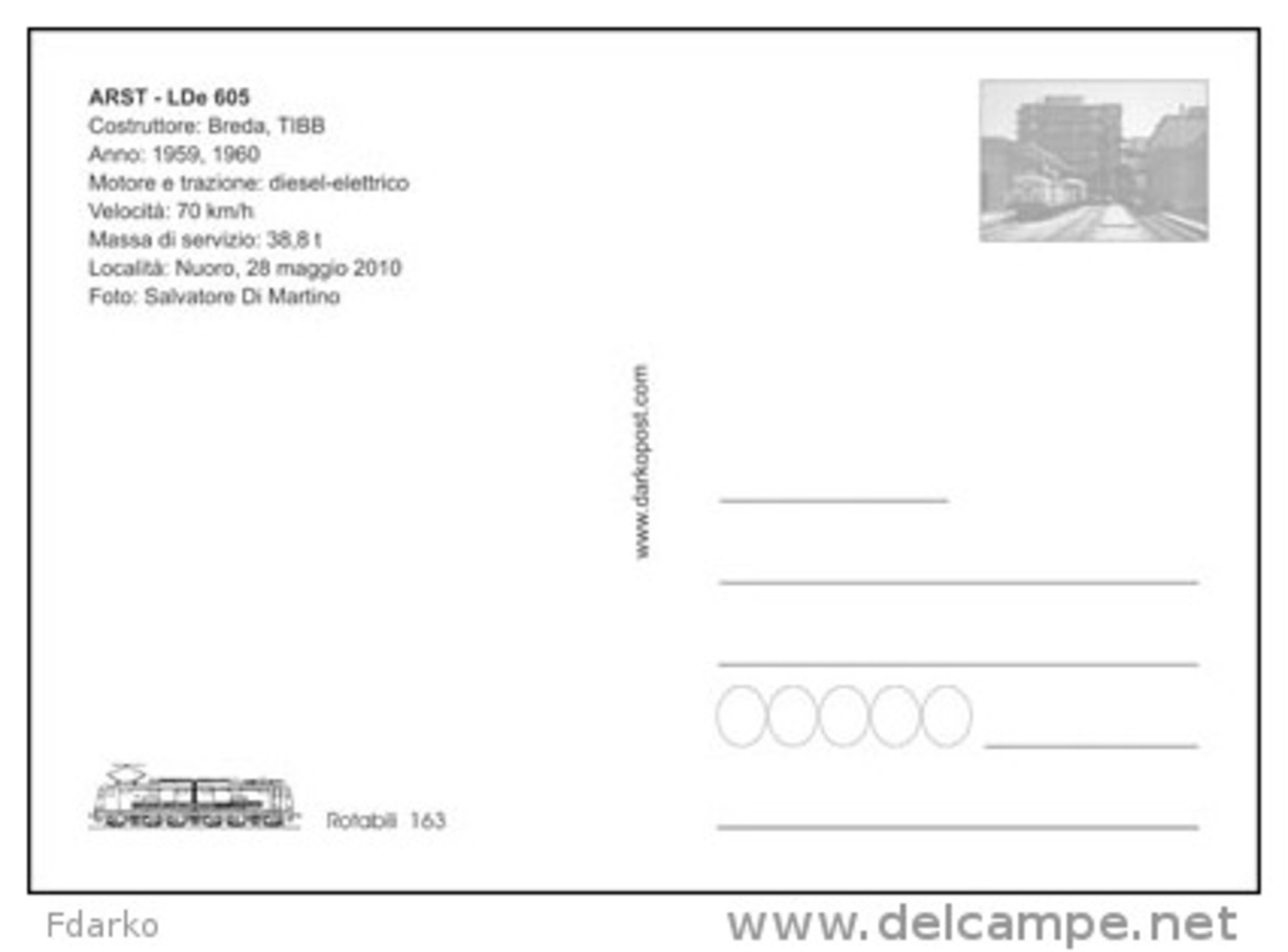 163 Treno ARST LDe 605 Breda, TIBB Nuoro Rairoad Trein Railweys Treni Steam Chemin De Fer Sardegna - Stazioni Con Treni