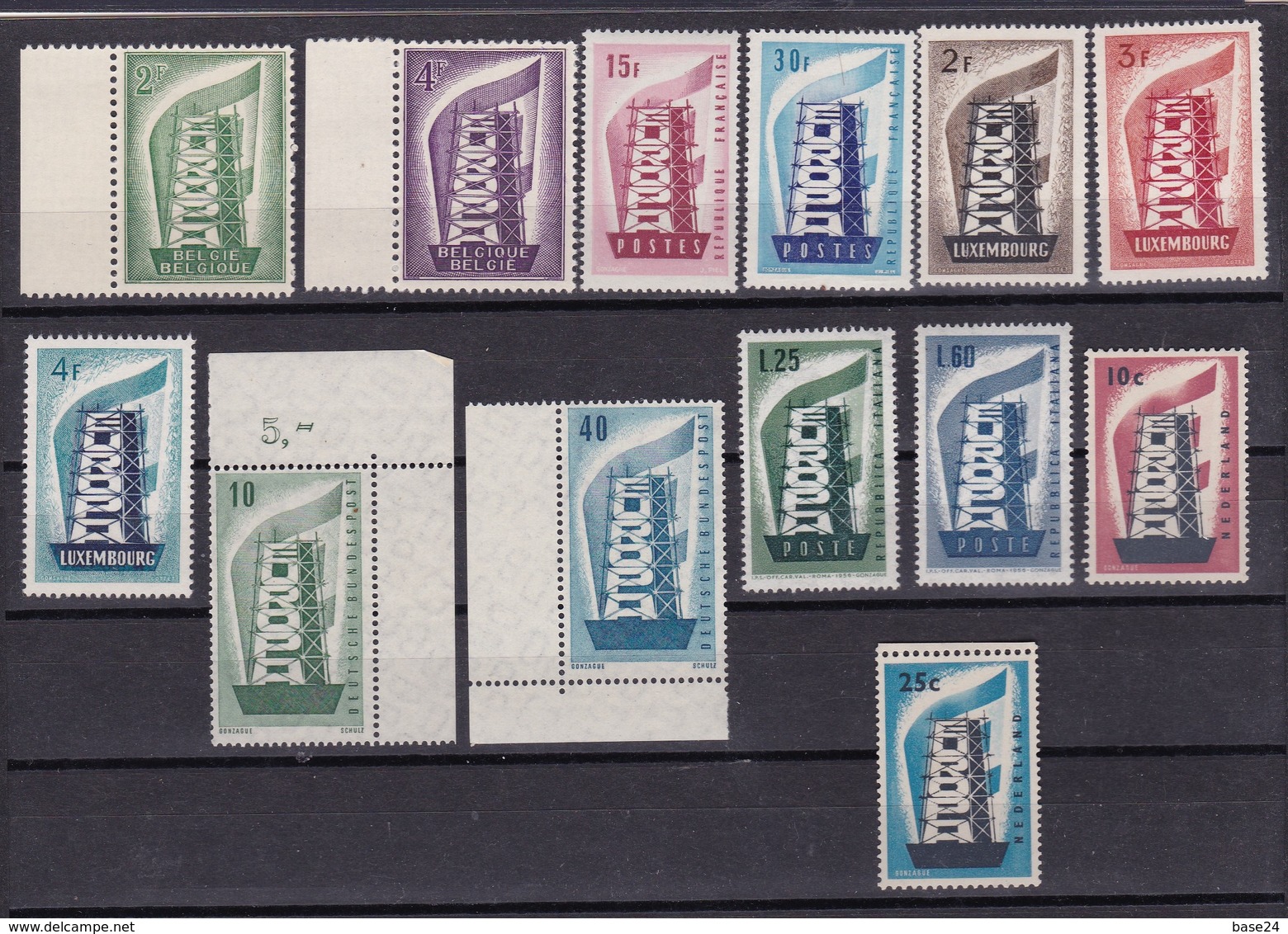 1956 EUROPA CEPT EUROPE  ANNATA  YEAR 6 Paesi (13 Valori) MNH** TORRE TOWER - Komplette Jahrgänge