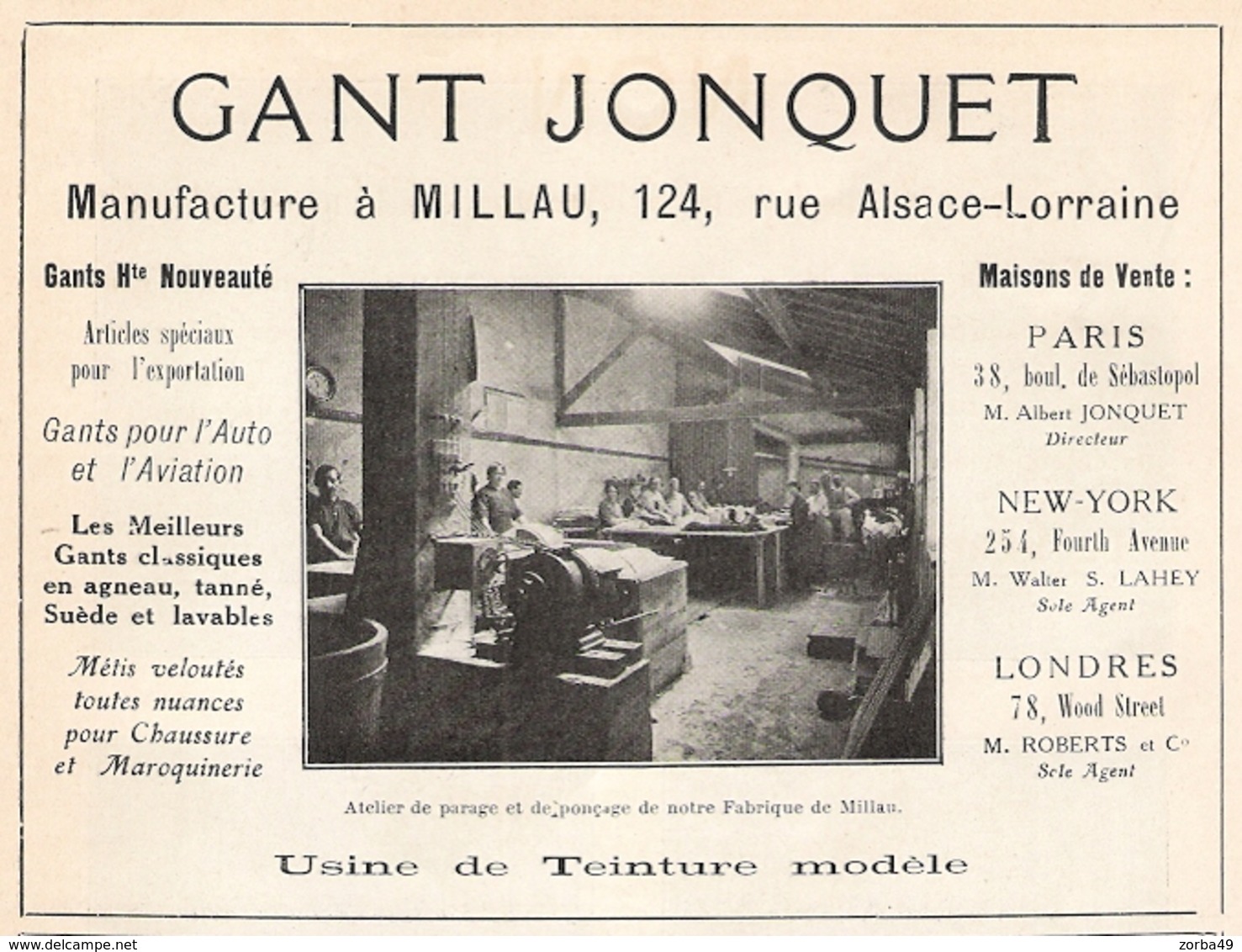 MILLAU Ganterie  Jonquet  1922 - Unclassified