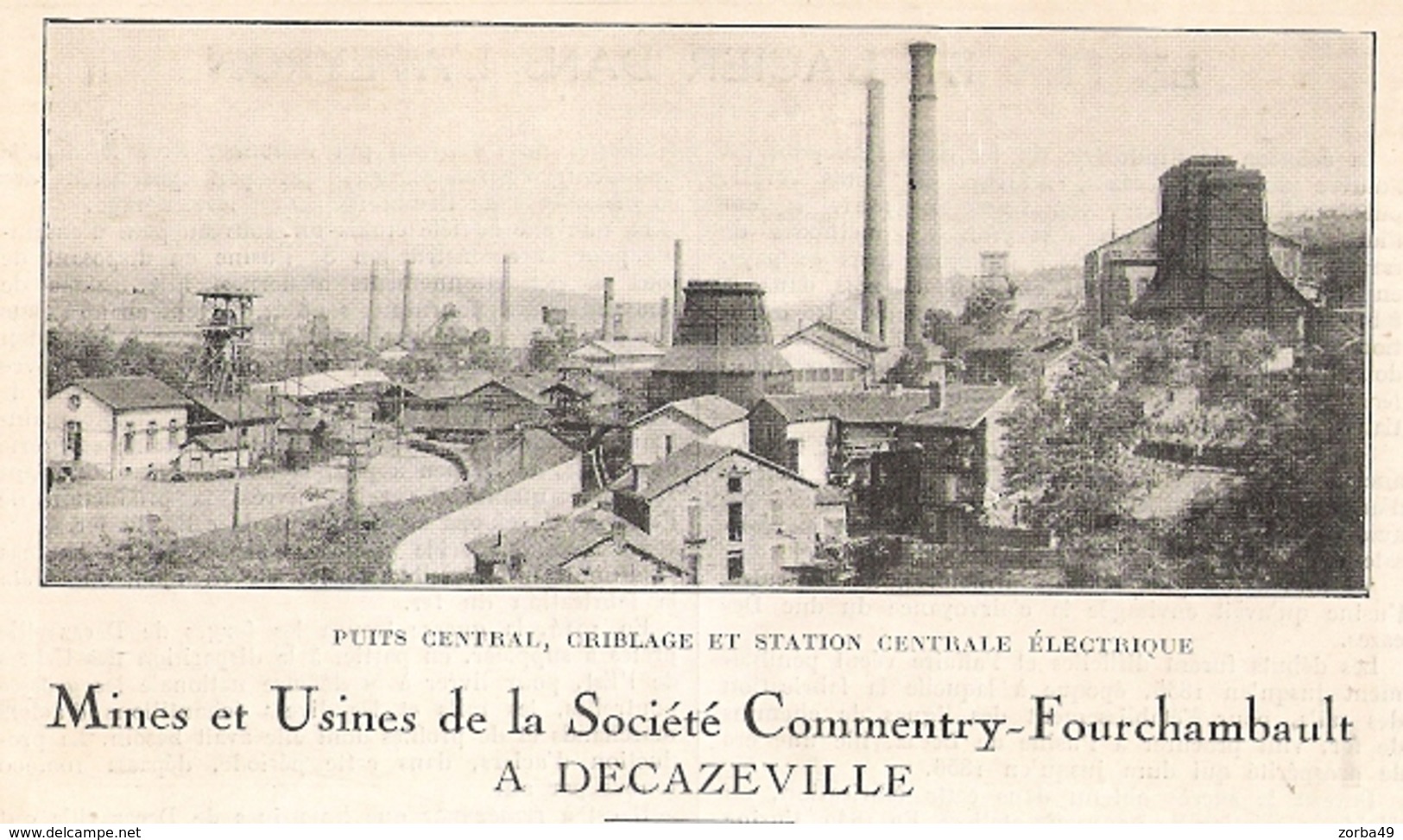 DECAZEVILLE Sté Commentry-Fourchambault Puits Central Criblage  Et Station Centrale électrique  1922 - Unclassified