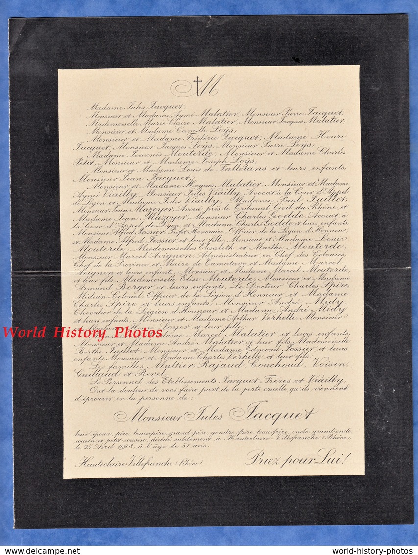 Document Ancien De 1928 - HAUTECLAIRE VILLEFRANCHE ( Rhône ) - Monsieur Jules JACQUET - Historical Documents