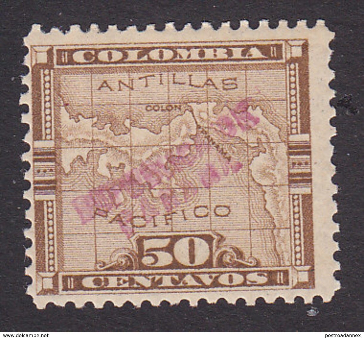 Panama, Scott #107?, Mint Hinged, Map Overprinted, Issued 1903 - Panama