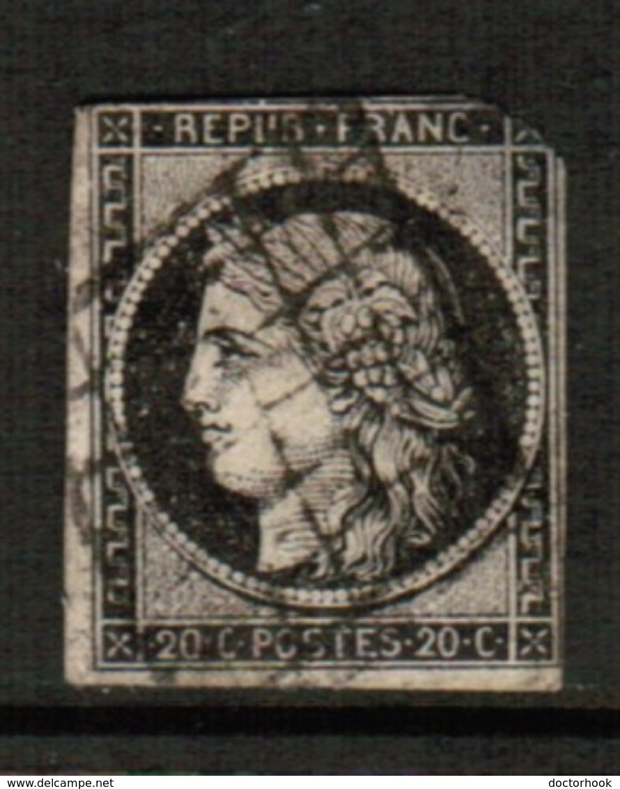 FRANCE  Scott # 3 USED FAULTS (Stamp Scan # 514) - 1849-1850 Ceres