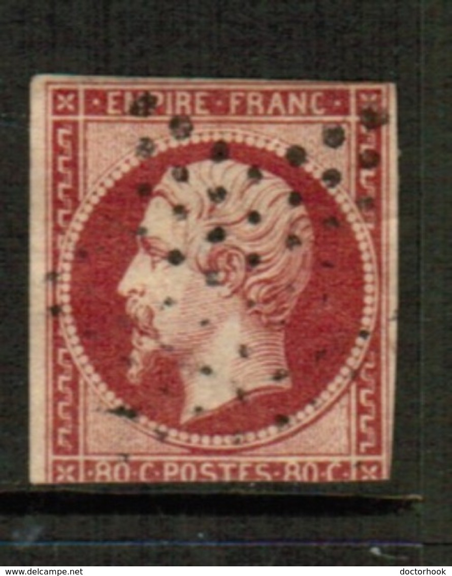 FRANCE  Scott # 20 F USED (Stamp Scan # 514) - 1853-1860 Napoleon III