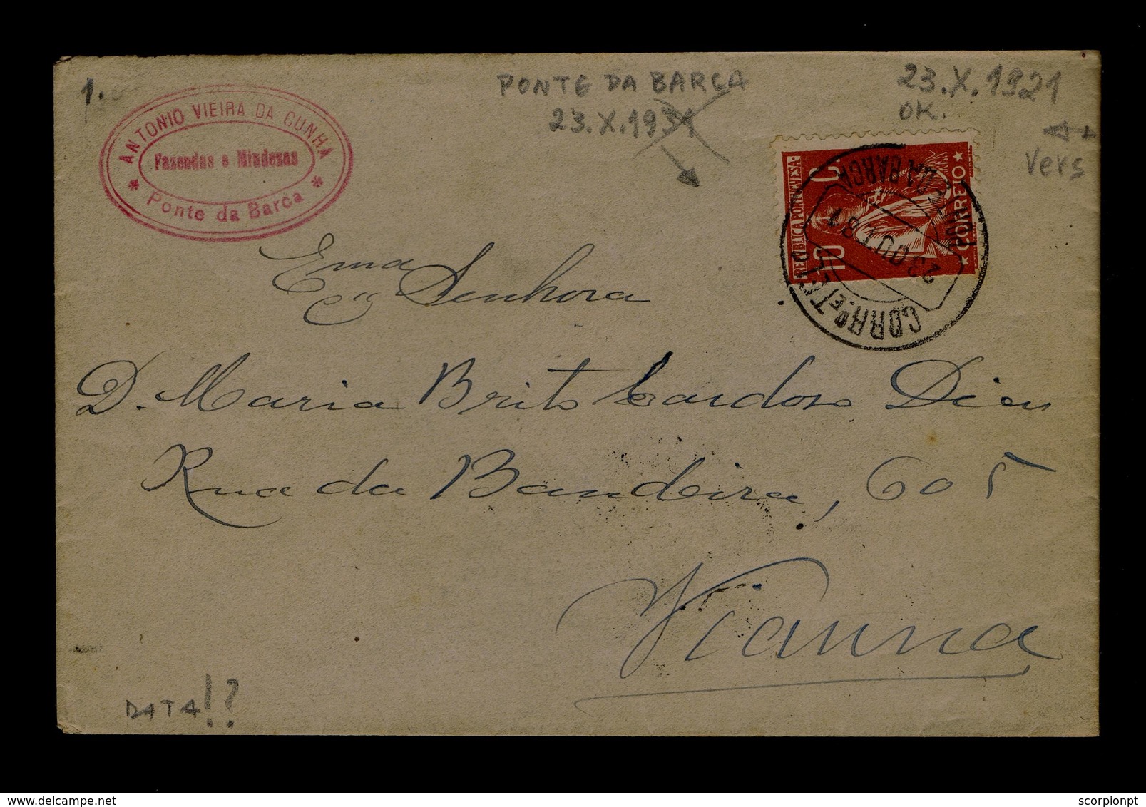 Sp5899 PORTUGAL  Ponte Da Barca 23.X.1931 Ceres !!!!!!!!  (23.X.1921 !!!!!!!!!!)  Curiosités - Lettres & Documents