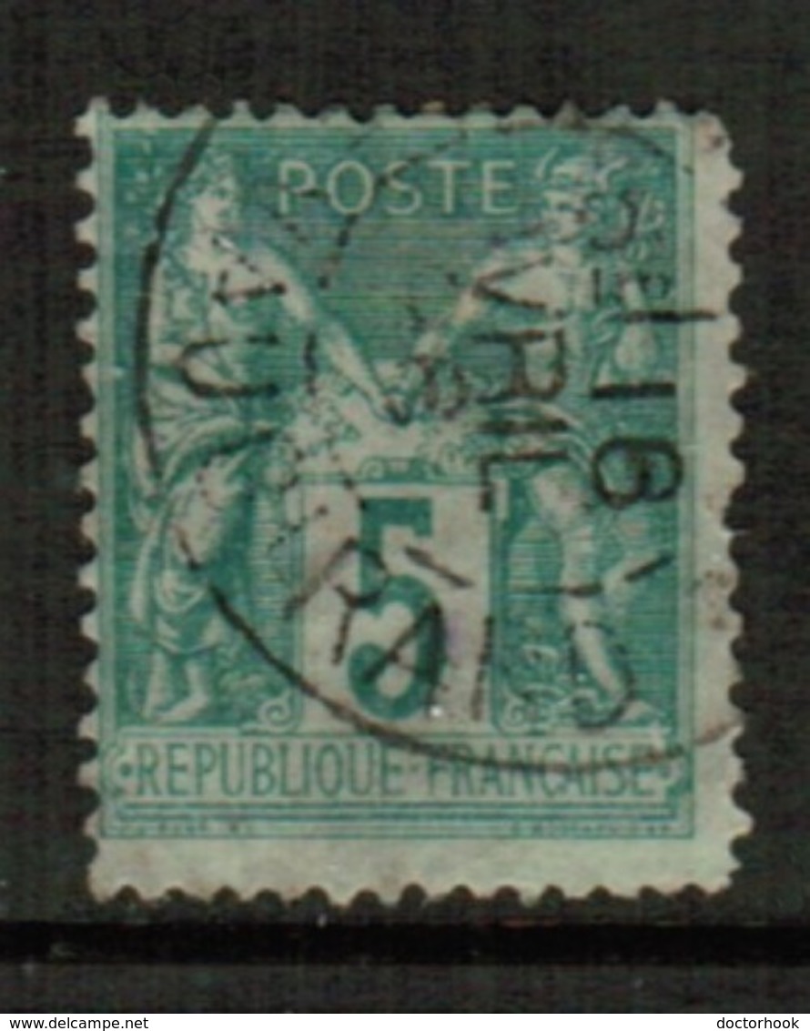 FRANCE  Scott # 104 F-VF USED  (Stamp Scan # 514) - 1876-1898 Sage (Type II)